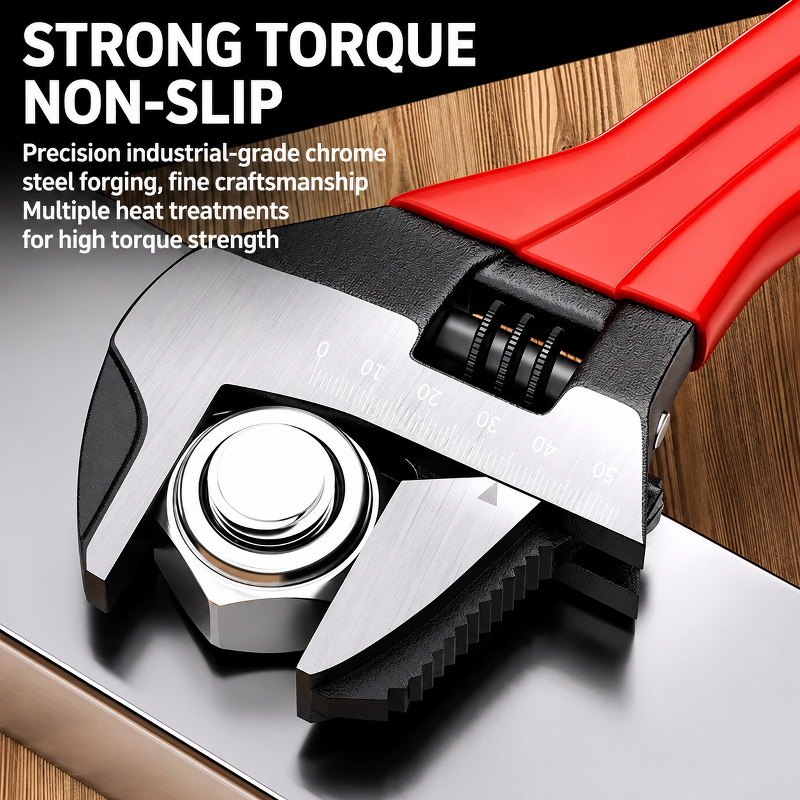 JMY-All-Steel Extra-Large Opening Short Handle Adjustable Wrench