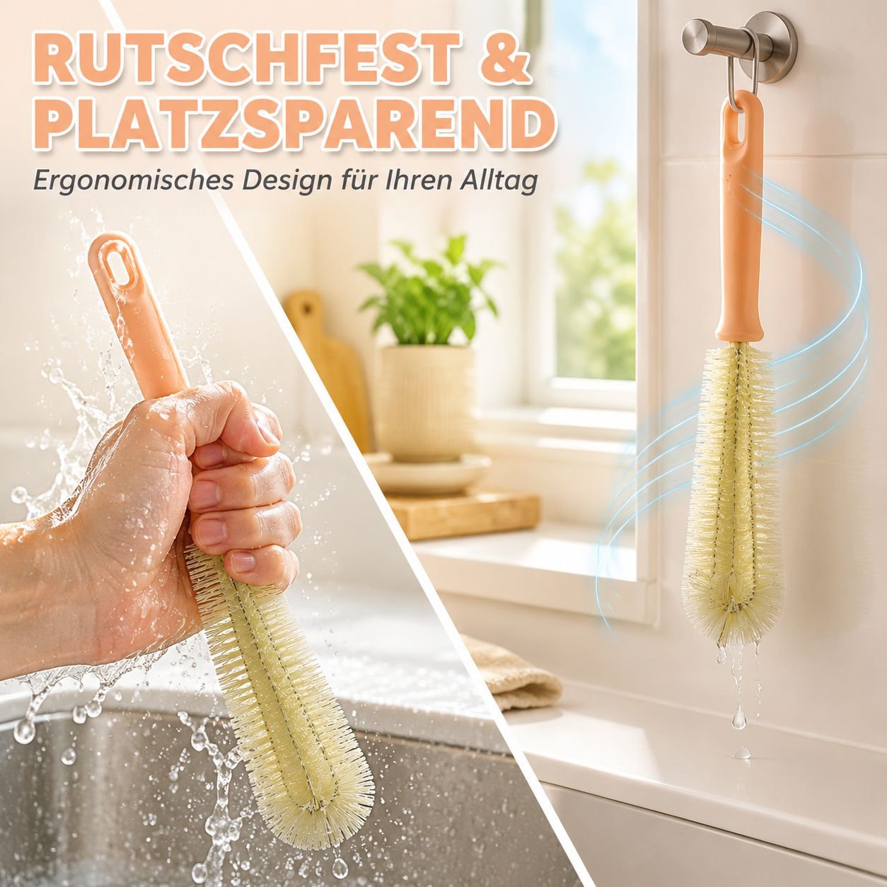 Kabelloser Reiniger mit austauschbaren Bürstenköpfen, geeignet für Küche und Bad
