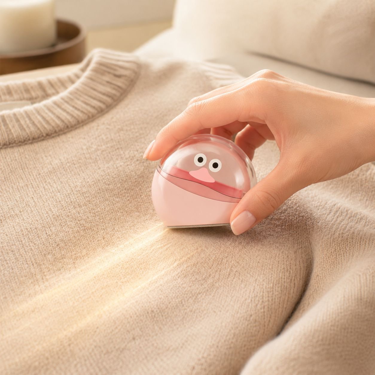 Brosse anti-poils pour vêtements d’animaux en utilisation