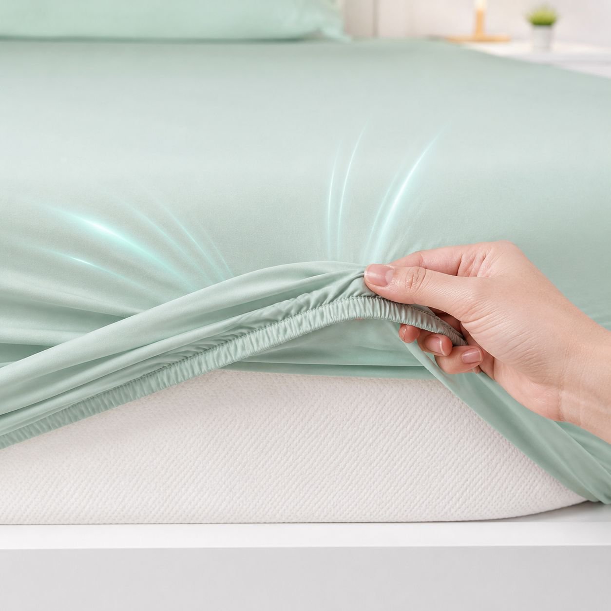 Hypoallergenic nylon fitted sheet for sensitive skin