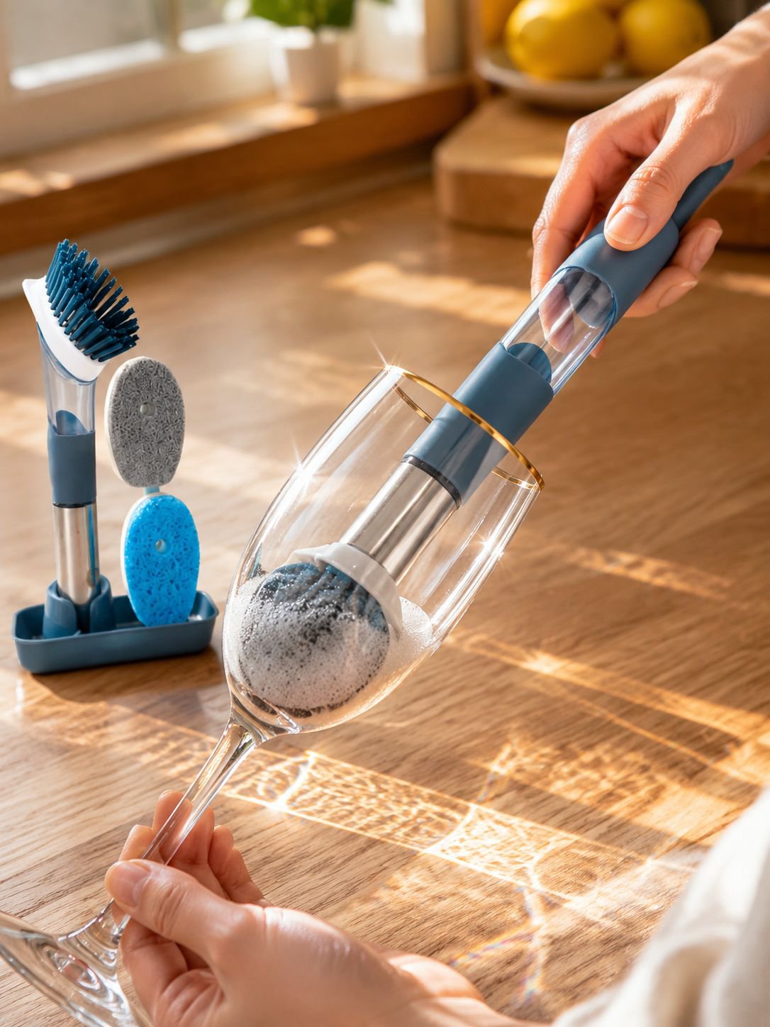 Ergonomischer langer Griff der multifunktionalen Spülbürste