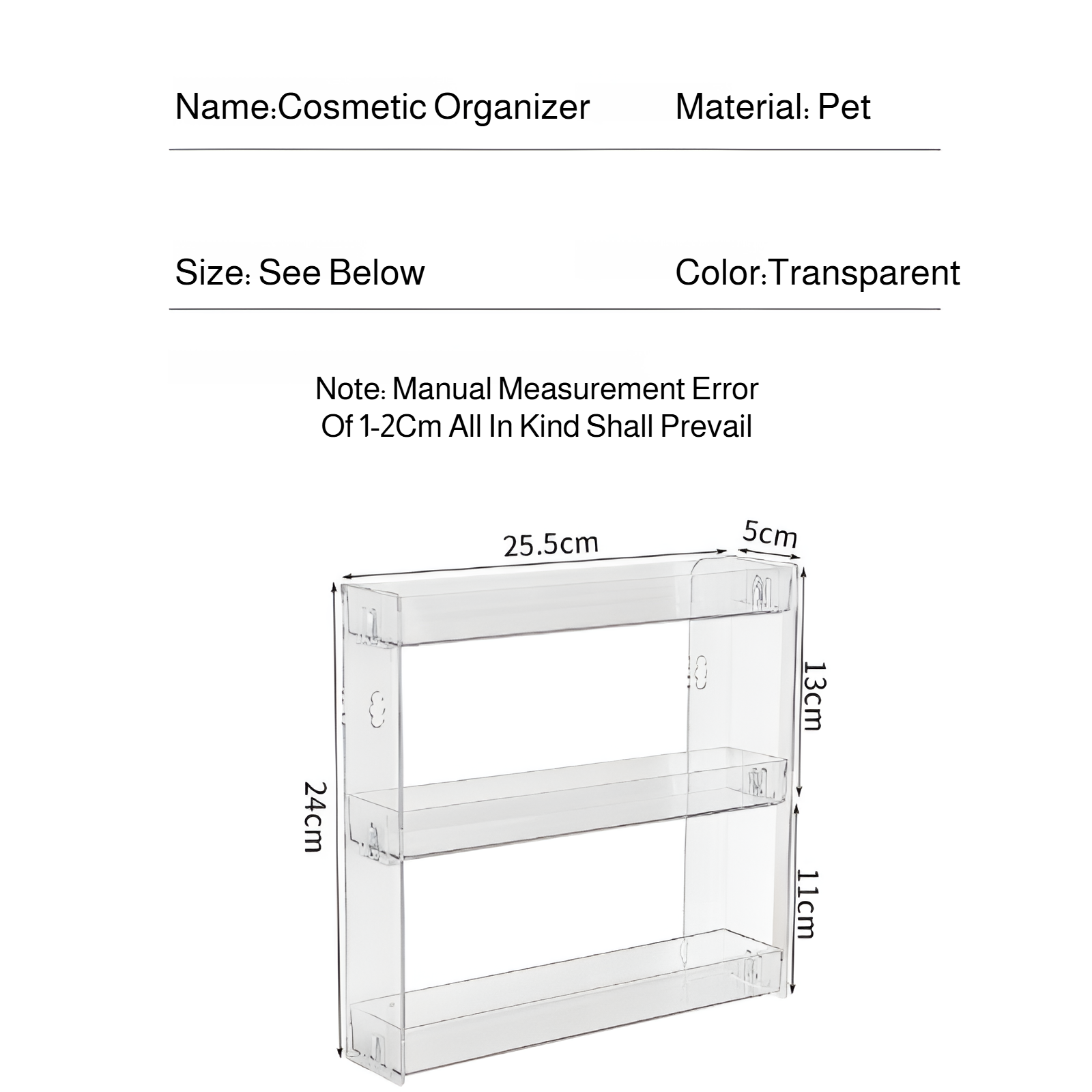 Acrylic wall mount multi-layer transparent thickened cosmetics figurine home punch-free bathroom sto