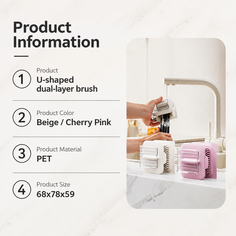Multifunctional U-shaped Double-sided Cleaning Brush