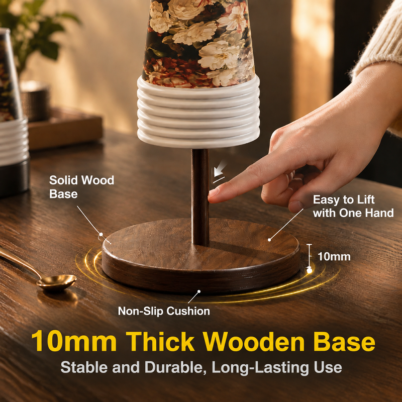 New Year's Style Walnut Color Paper Cup Holder, High-Value Paper Cup Holder, Solid Wood Cup Re