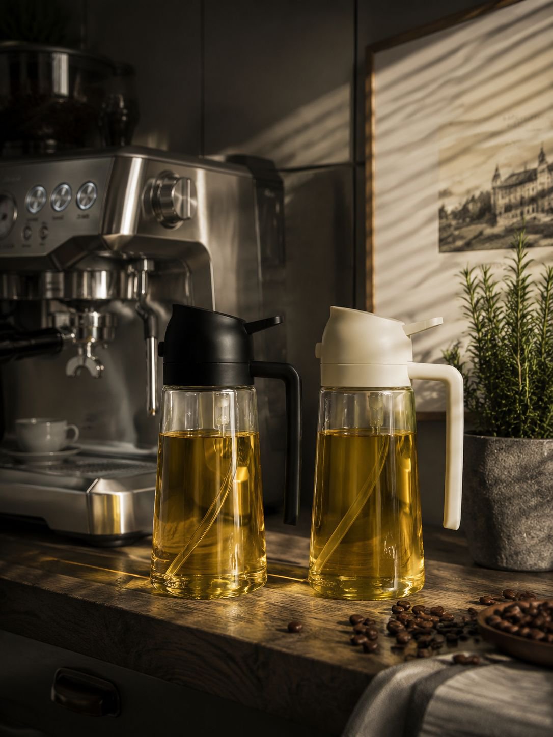 Olive oil mister for salads, baking, and frying