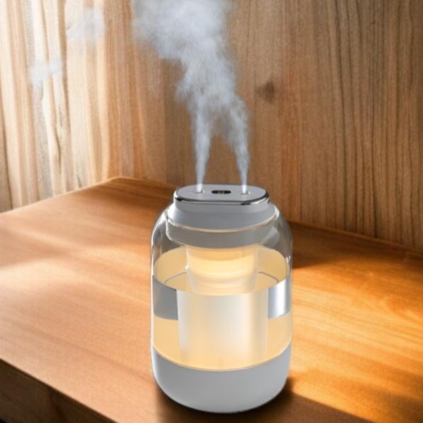 寝室に設置された雰囲気ライト付き加湿器