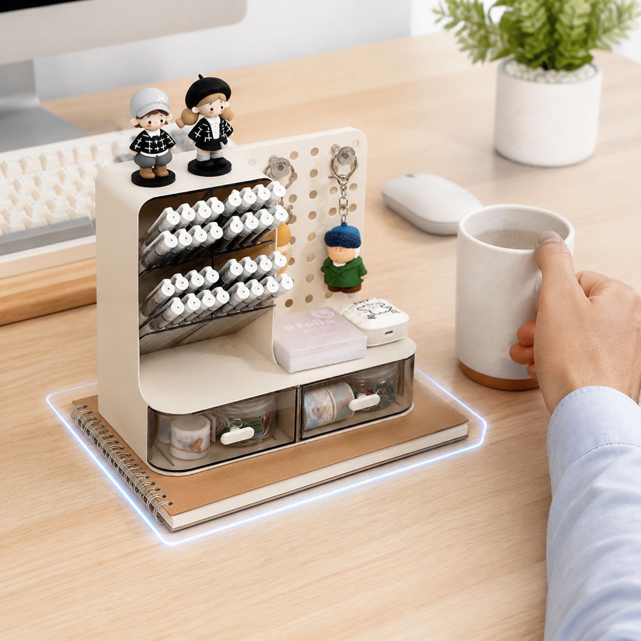 Caja organizadora creativa con tablero perforado