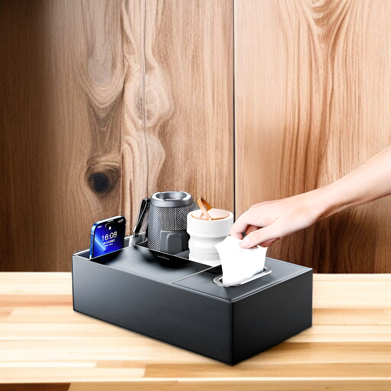 車内ティッシュボックス機能付き収納ボックス