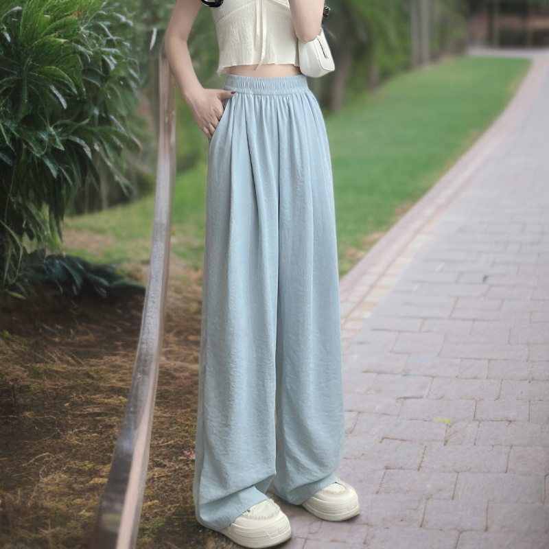 クリームムースヤマモト パンツ レディース 夏 カジュアル 多用途 ドレープ クリーム パンツ テクスチャード レイジー アイスシルク ワイドレッグパンツ