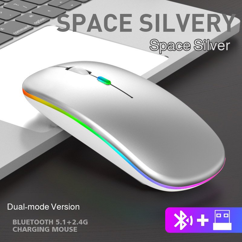 Ratón gamer silencioso para chicas, inalámbrico, blanco brillante
