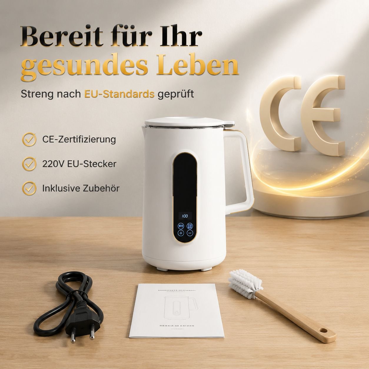 Elektrischer Mini-Sojamilch- und Entsafter für den Haushalt, 10-Klingen, 800ml