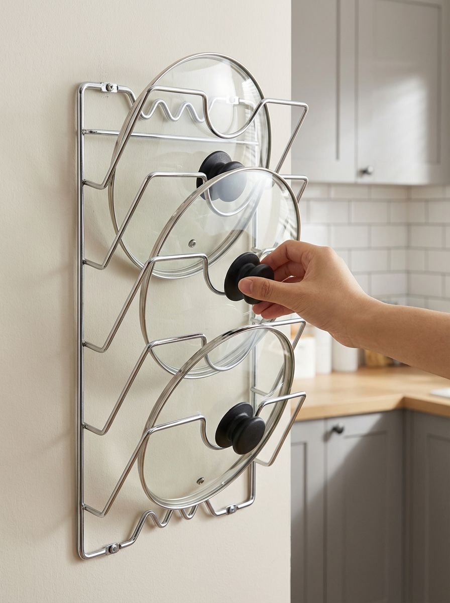省スペースキッチン収納鍋蓋ラック