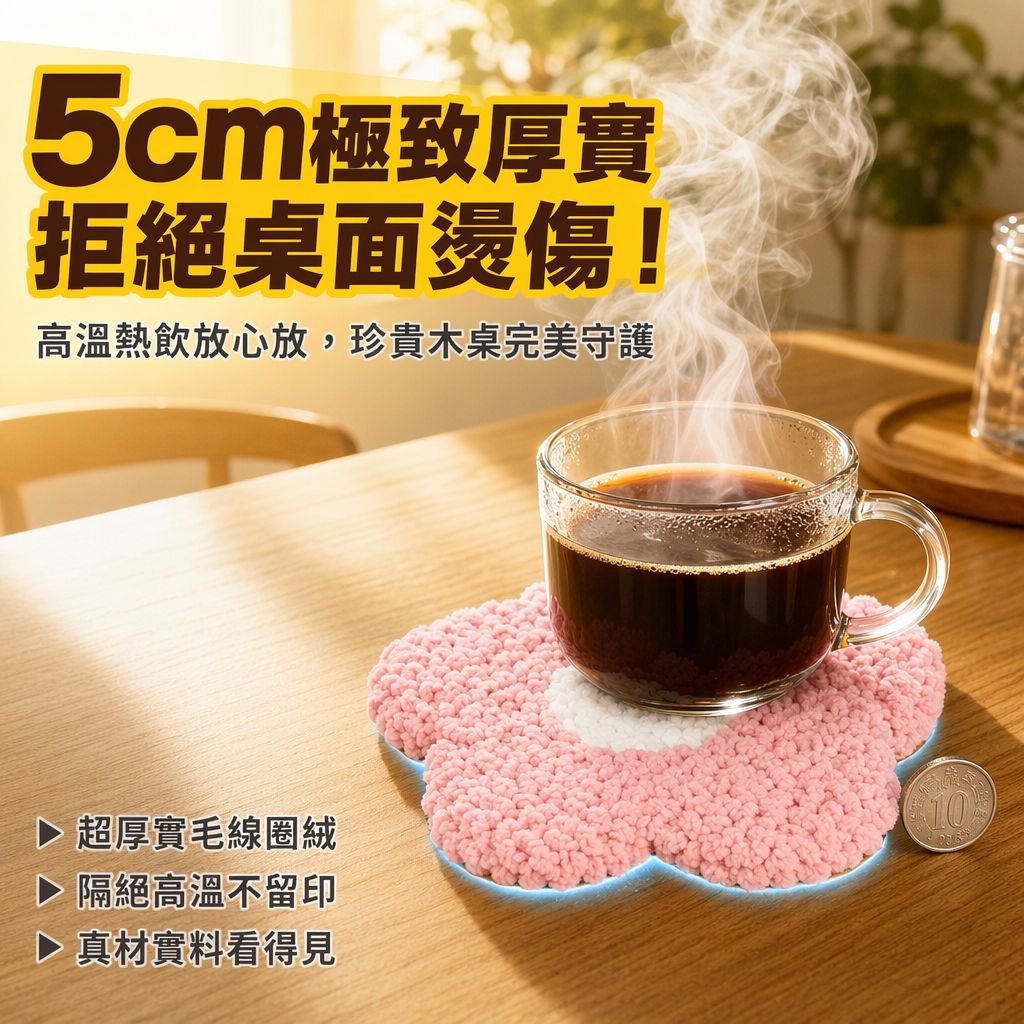 刺繡隔熱杯墊材料包，家用手工刺繡套裝