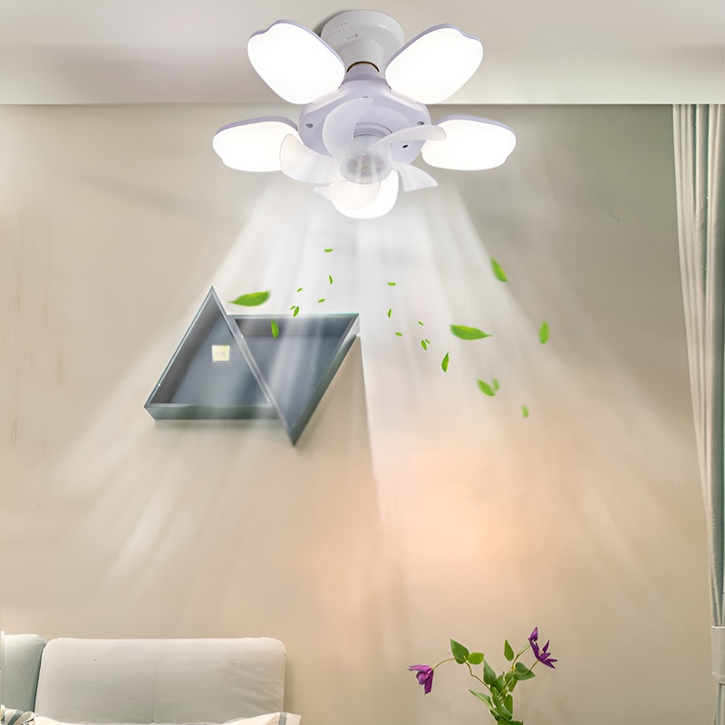 북유럽 스타일 접이식 5엽 천장 선풍기 조명