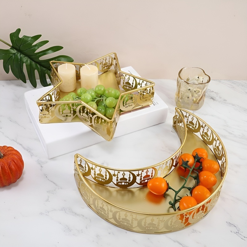 星と月モチーフのゴールドフルーツトレイ・家庭用インテリア