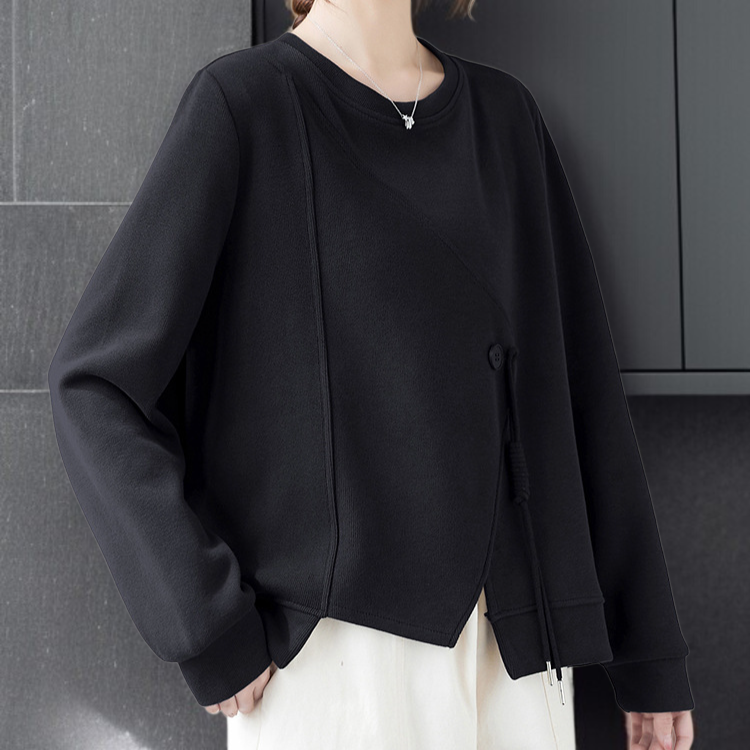 패션 캐주얼 여성 스웨터 통근 여성 상의 가을 겨울 단추 루즈핏 빅사이즈 나른한 맨투맨