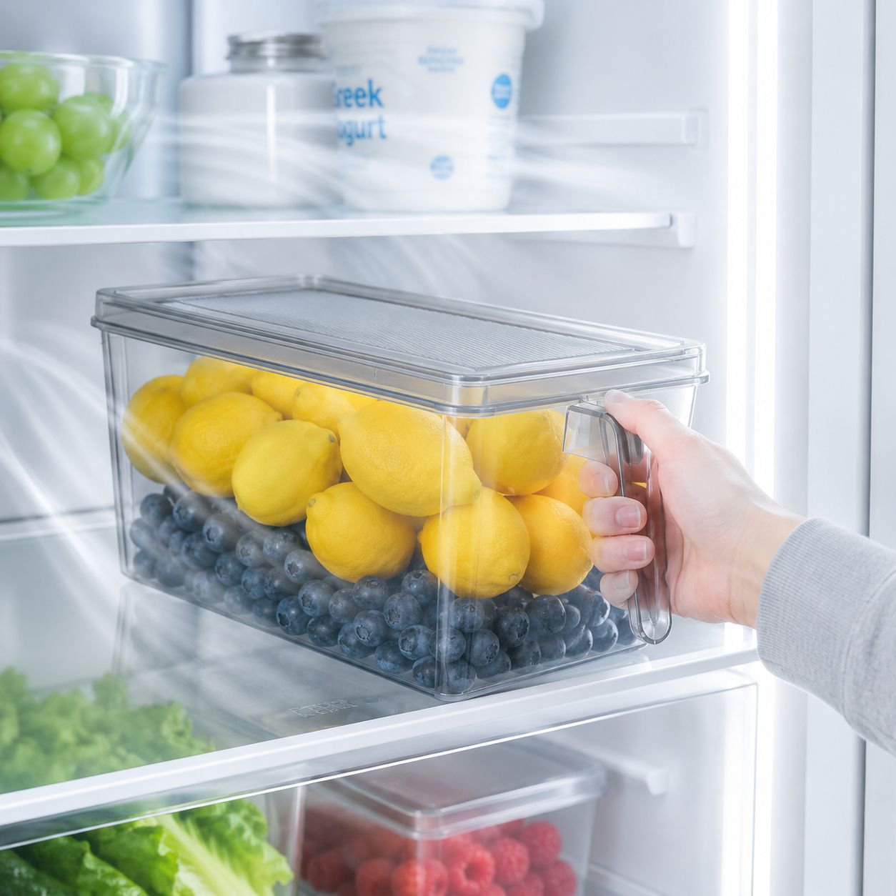 Multi-functional Refrigerator Storage Box with Handle
