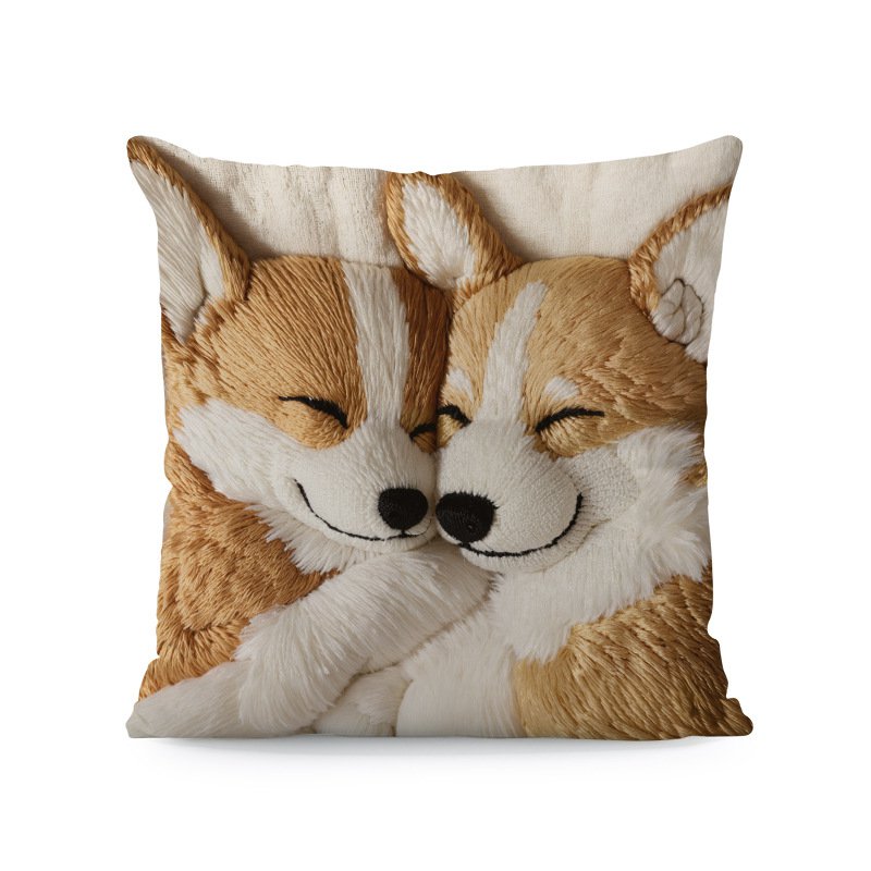 萌趣3D羊駝與狗狗動物抱枕套