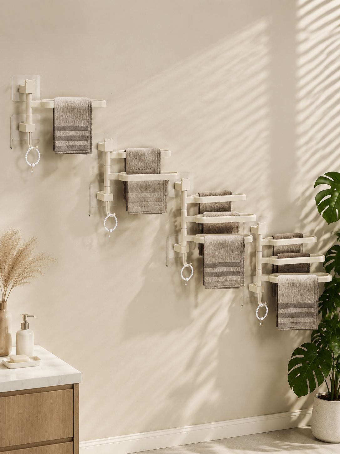 Easy installation of no-drill towel rack