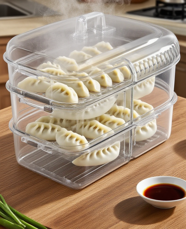 주방에서 다용도 불점착 용기 활용 모습