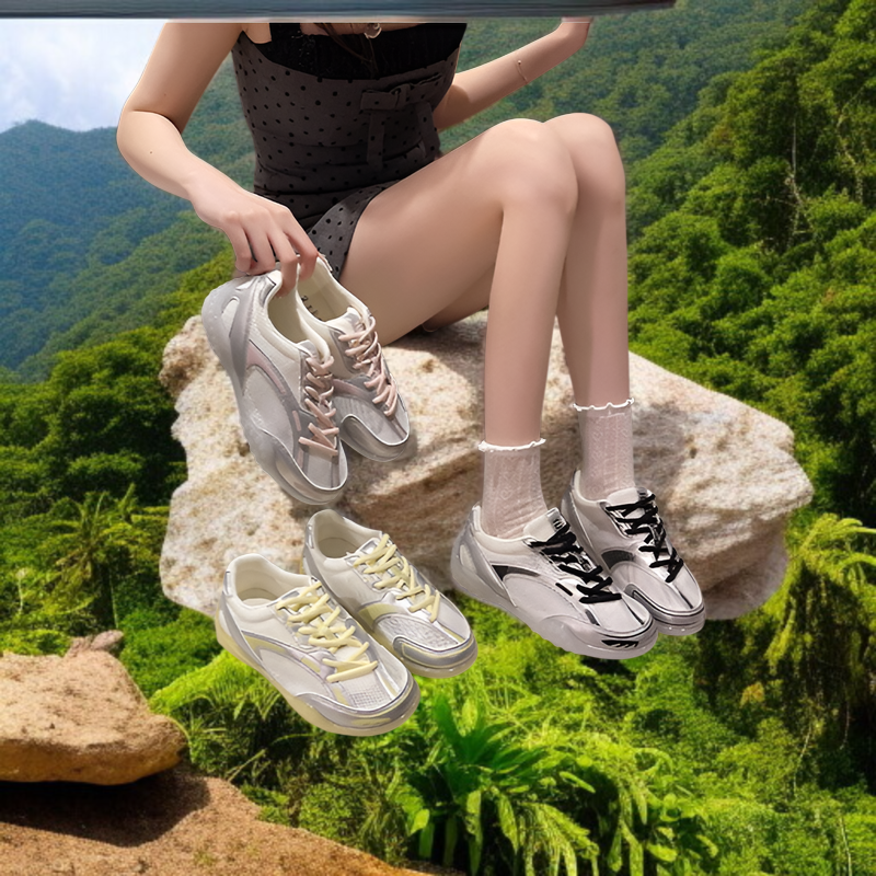 夏用メッシュ通気性レディーススポーツシューズ正面画像