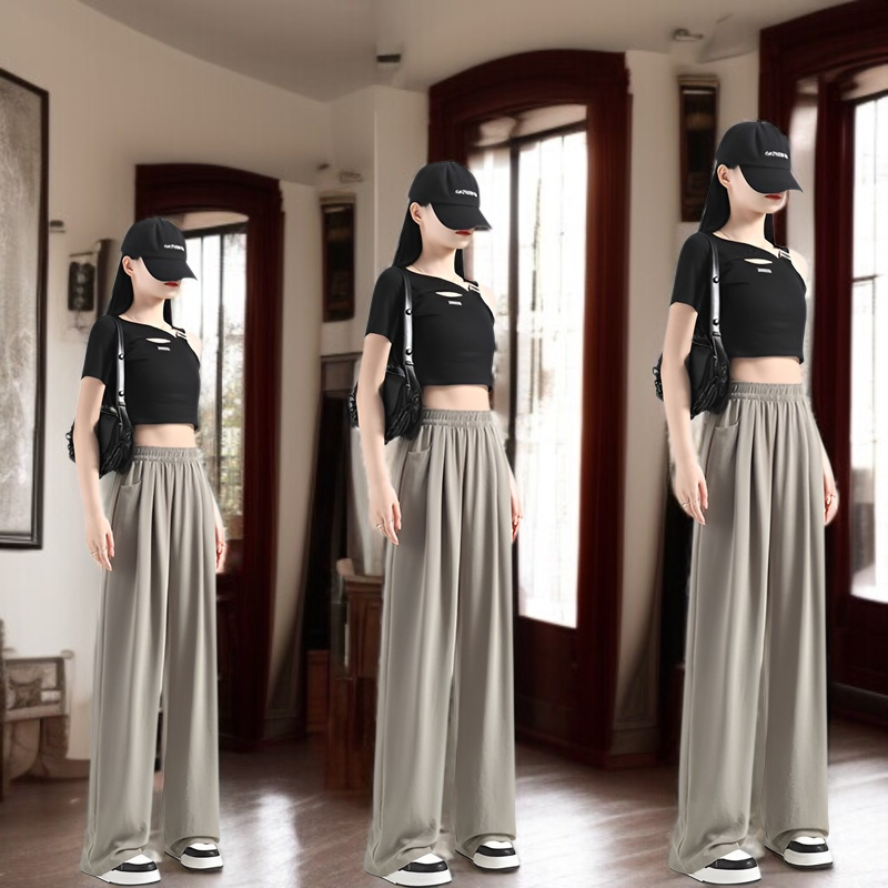 캐주얼 스타일의 여성 와이드 팬츠