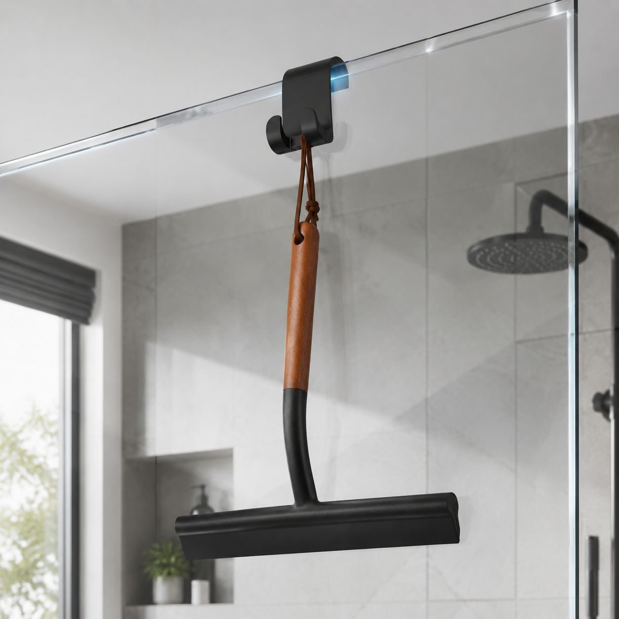 Multi-purpose squeegee cleaning shower door