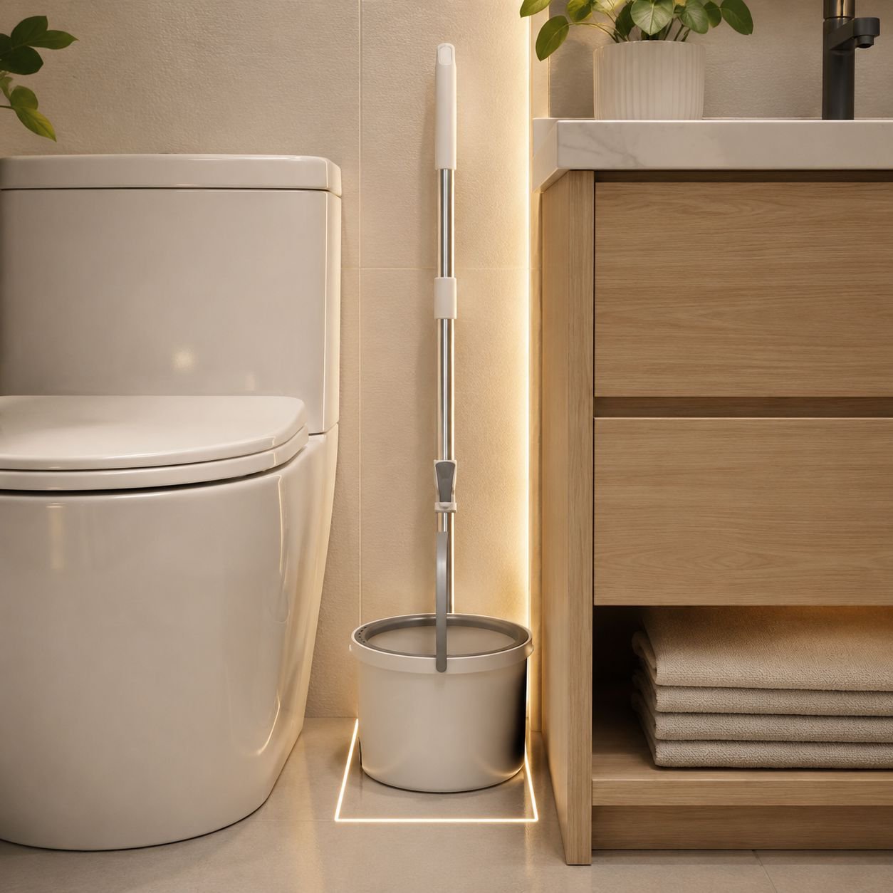 Lazy Household Mop with Bucket, Hands-Free Dirty Water Separation Wet Mop