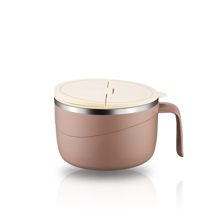 Bol de fideos aislado con tapa de acero inoxidable