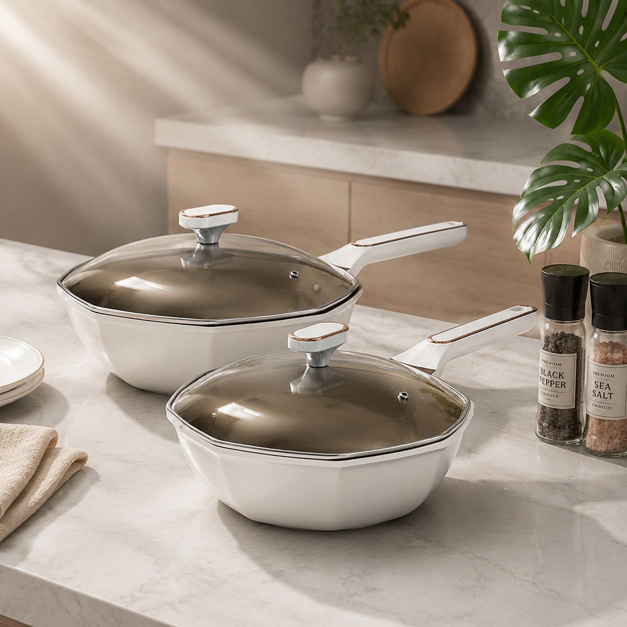 Household Wear-Resistant Spill-Proof Frying Pan with Uniform Heat Conduction