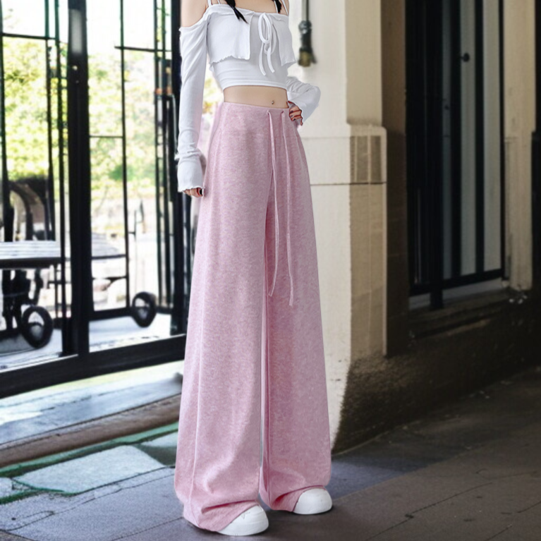 와이드 와이드 팬츠 여 쁘띠 소프트 하이웨스트 날씬해 보이는 팬츠 스커트 봄가을 드롭 와이드 팬츠