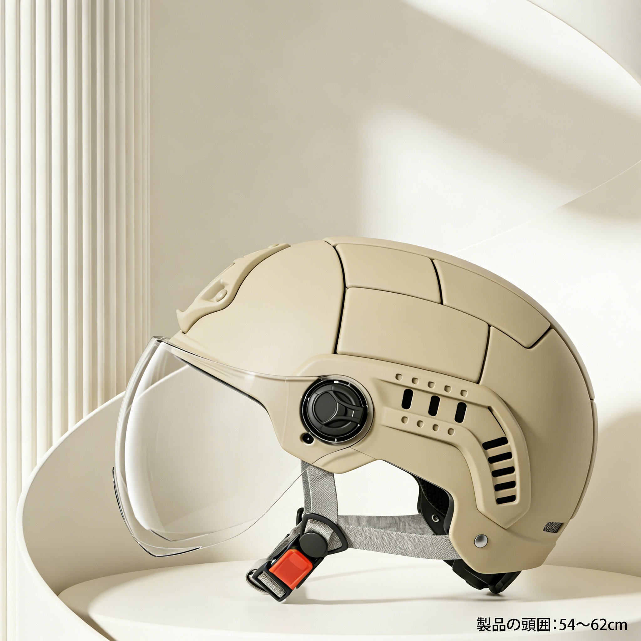 軽量ジェットヘルメットを着用したライダー