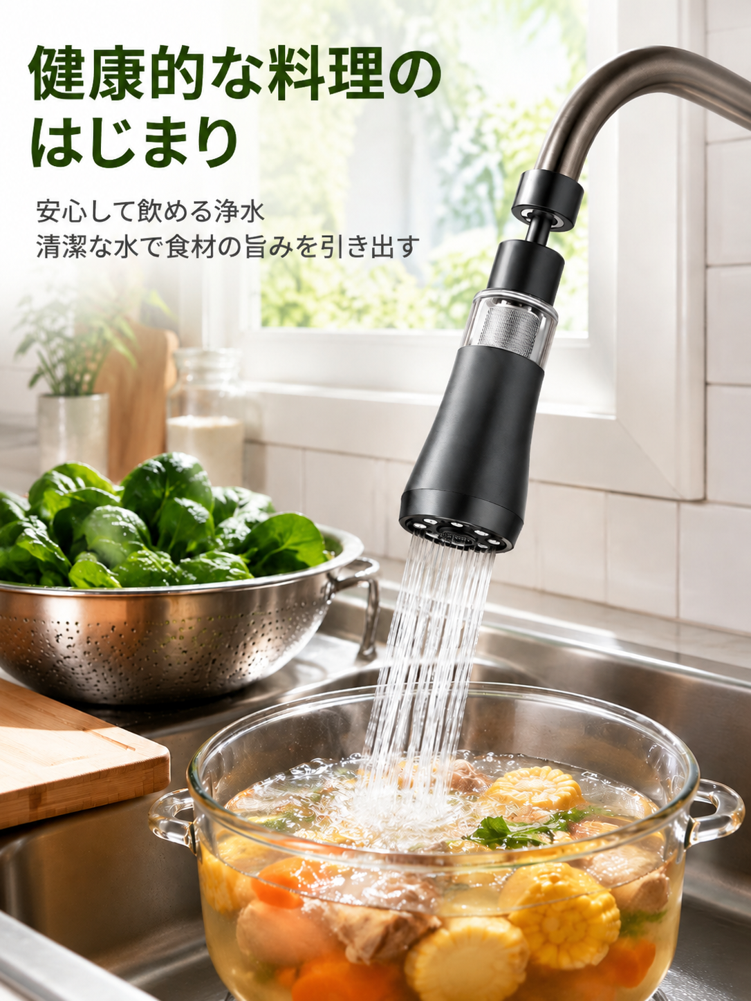 取り付けが簡単で使いやすい蛇口アダプター（フィルタリング付き）