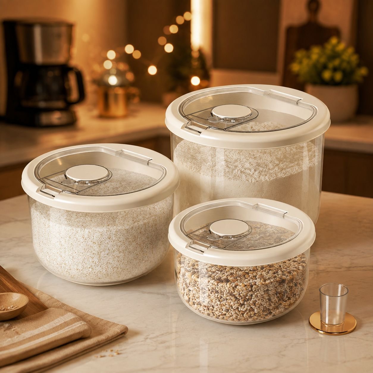 Household food-grade rice container, flour storage tank, insect-proof, moisture-proof, airtight flou