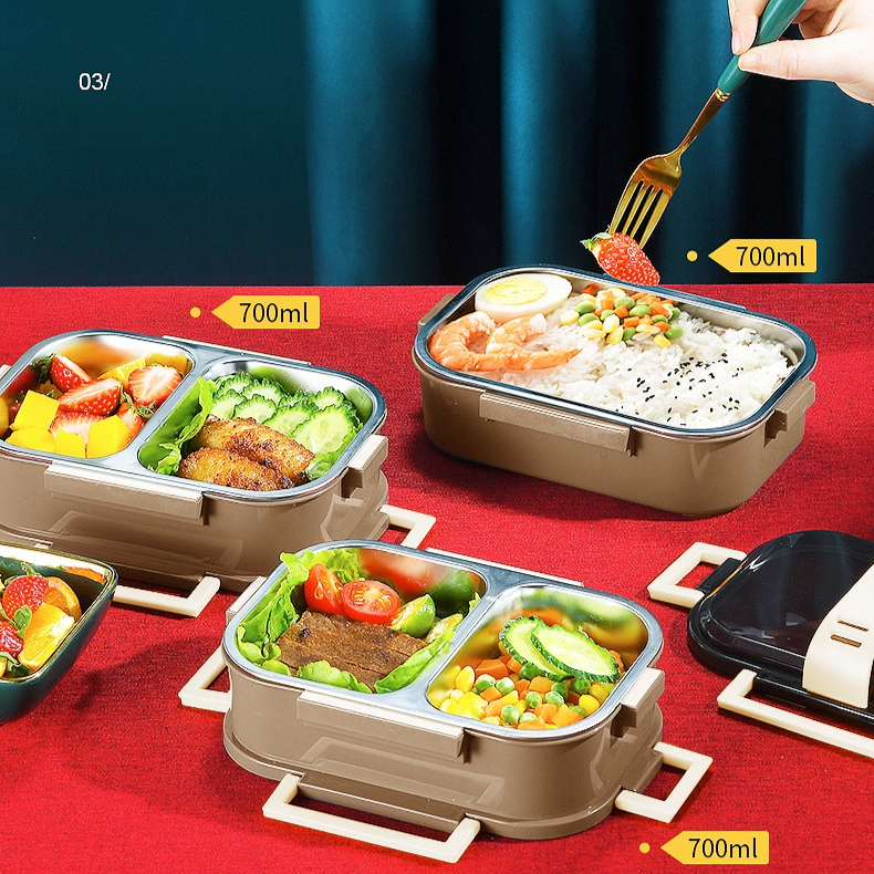 Stainless steel three-layer lunch box