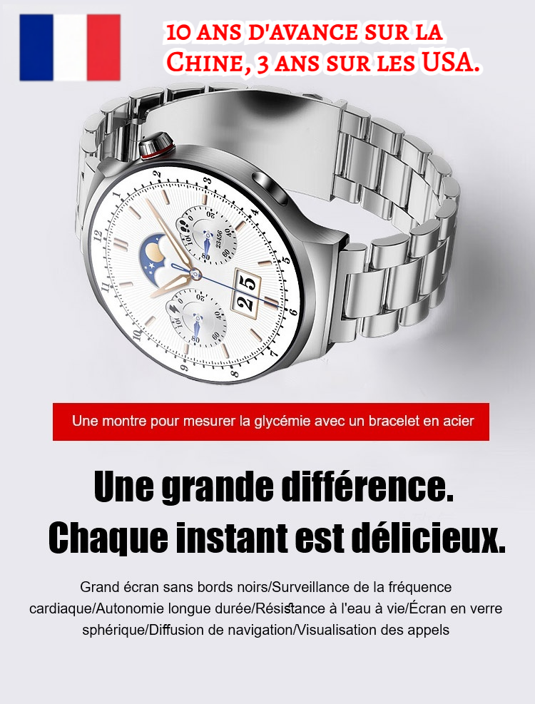 【Recommandée par les endocrinologues】La toute dernière montre connectée française, leader mondial. 