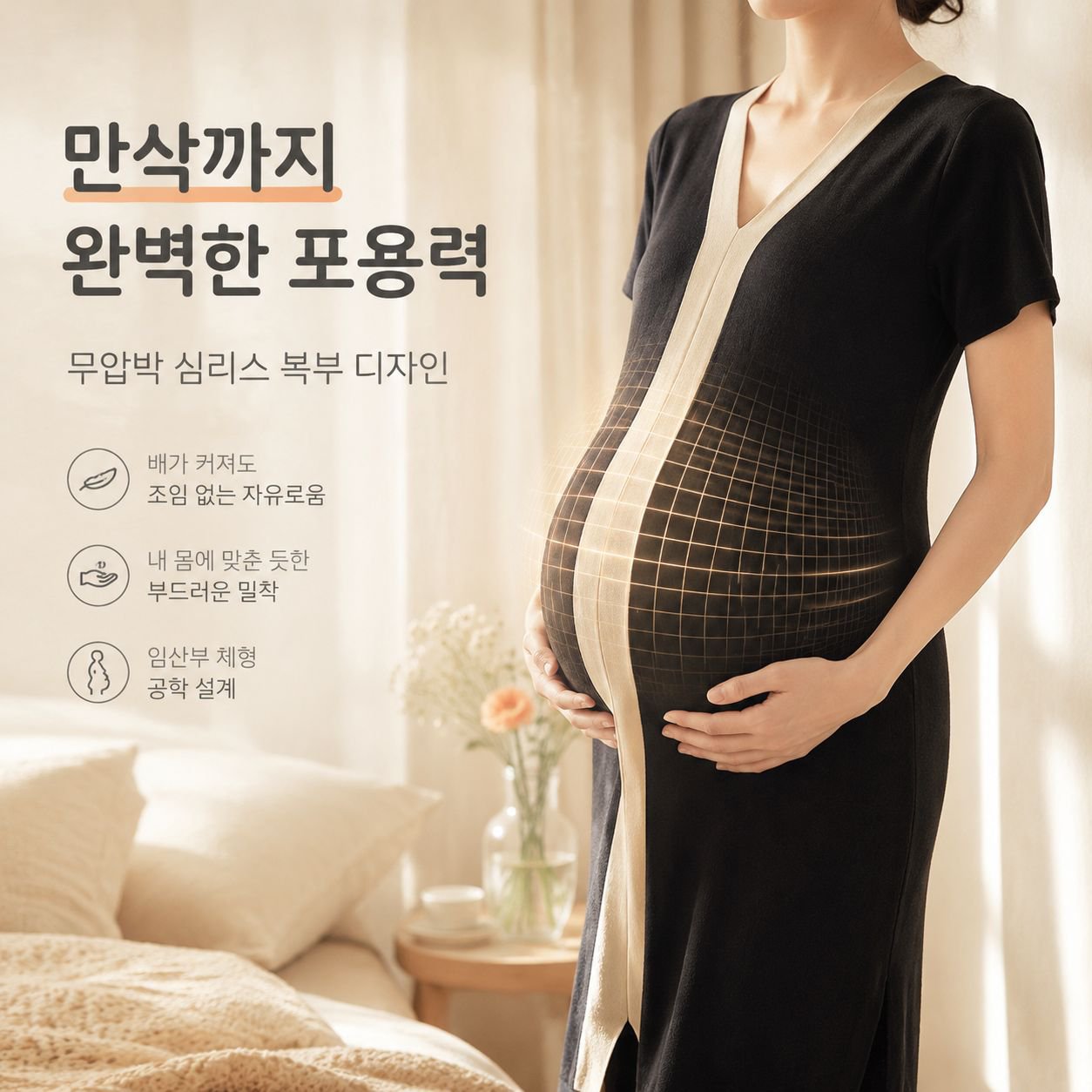 임산부룩 기품있는 슬림 니트 원피스 여름용