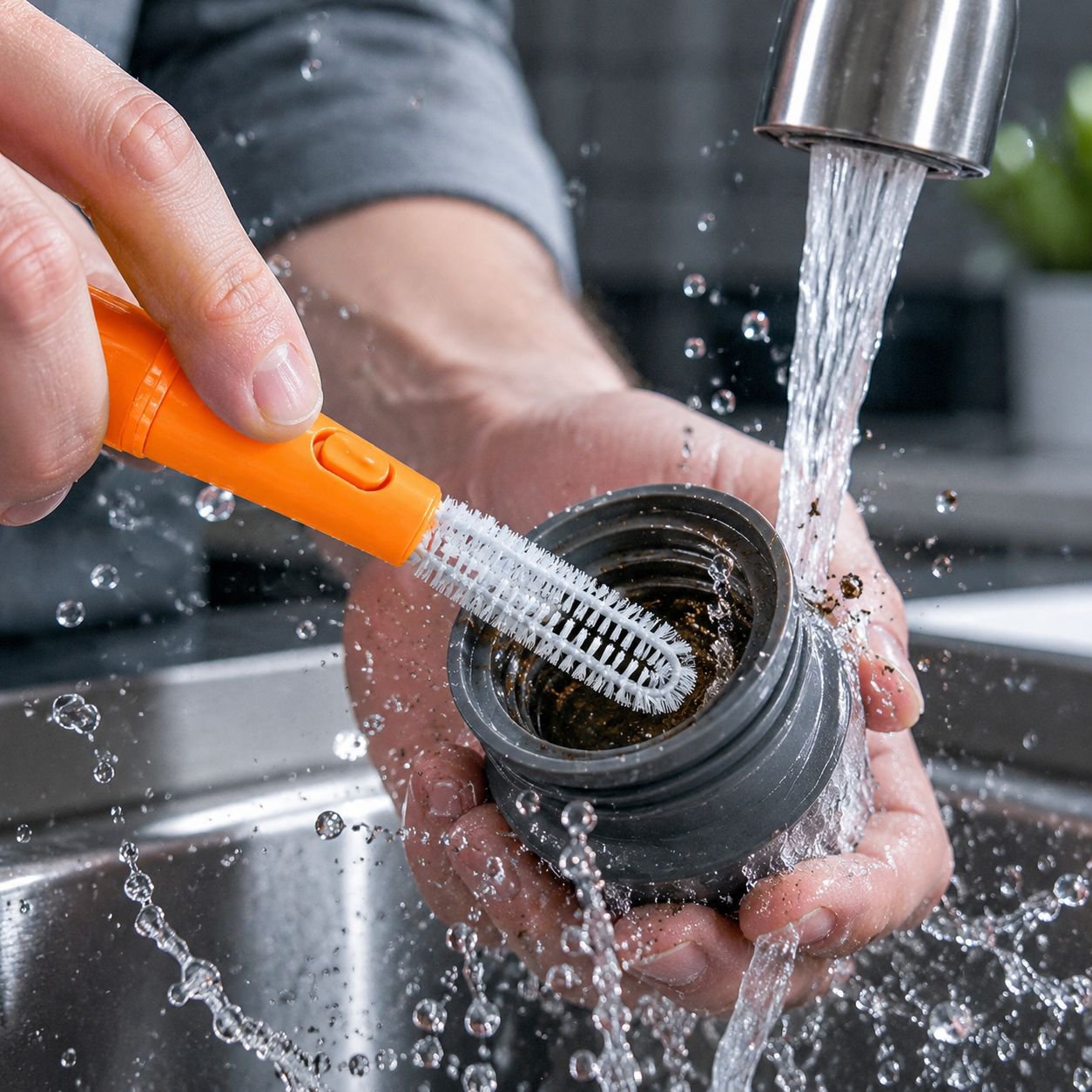 Three-in-One Household Cleaning Brush close-up view