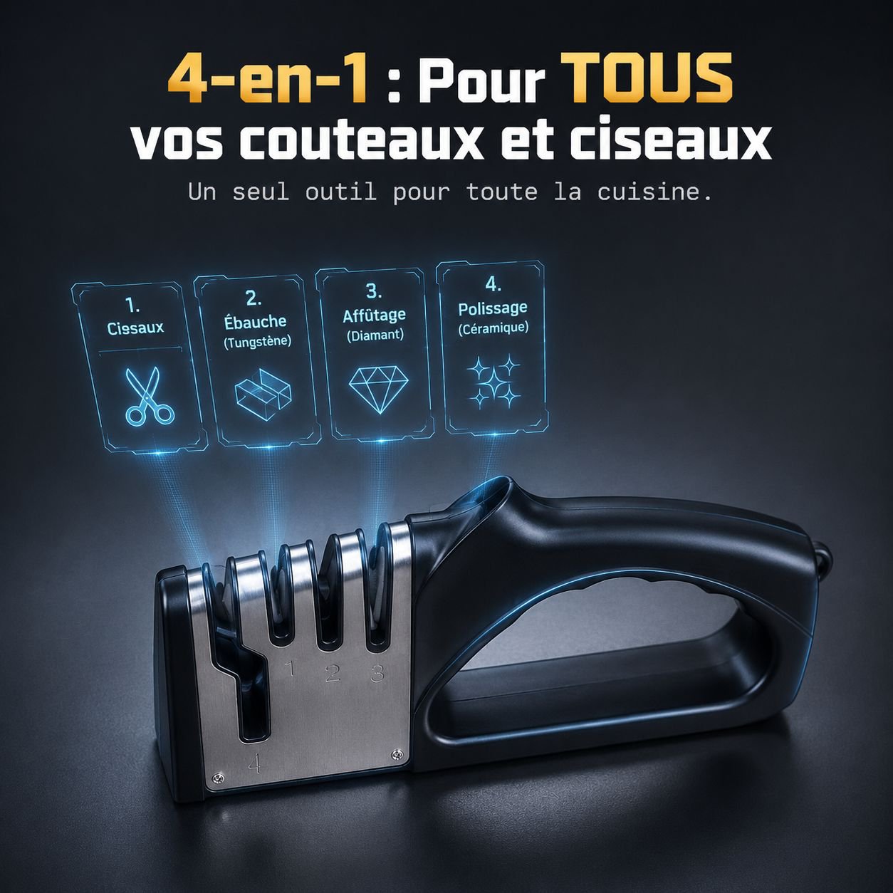 Aiguiseur de couteaux multifonction