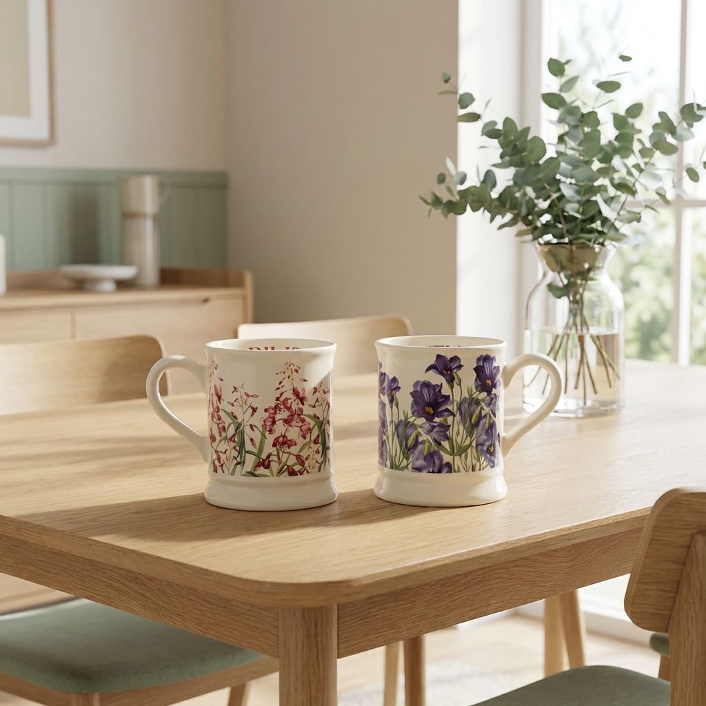 クラシックな陶器製フラワーウォーターカップ