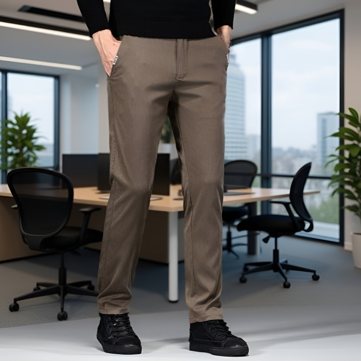 비즈니스 캐주얼 슬림 스판 남성 일자 팬츠