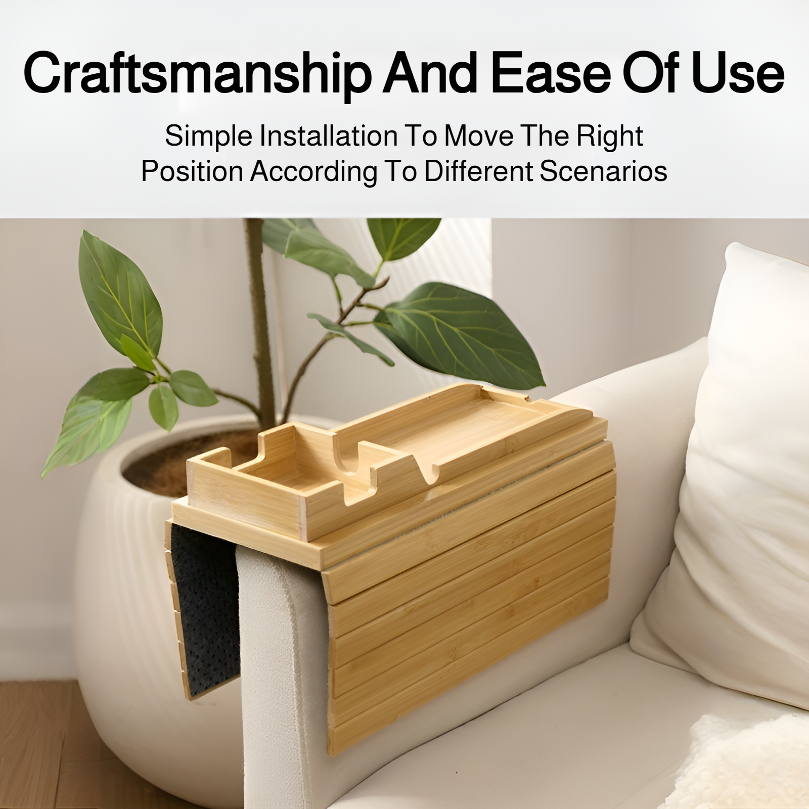 Bandeja magnética desmontable para sofás de madera, reposabrazos laterales de sofá de sala de estar,