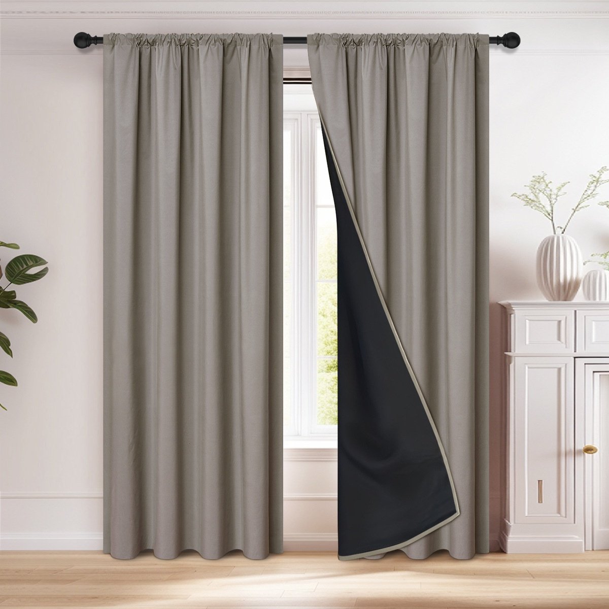Sun-blocking Thermal Curtains Complete Blackout for Living Room Home Decor