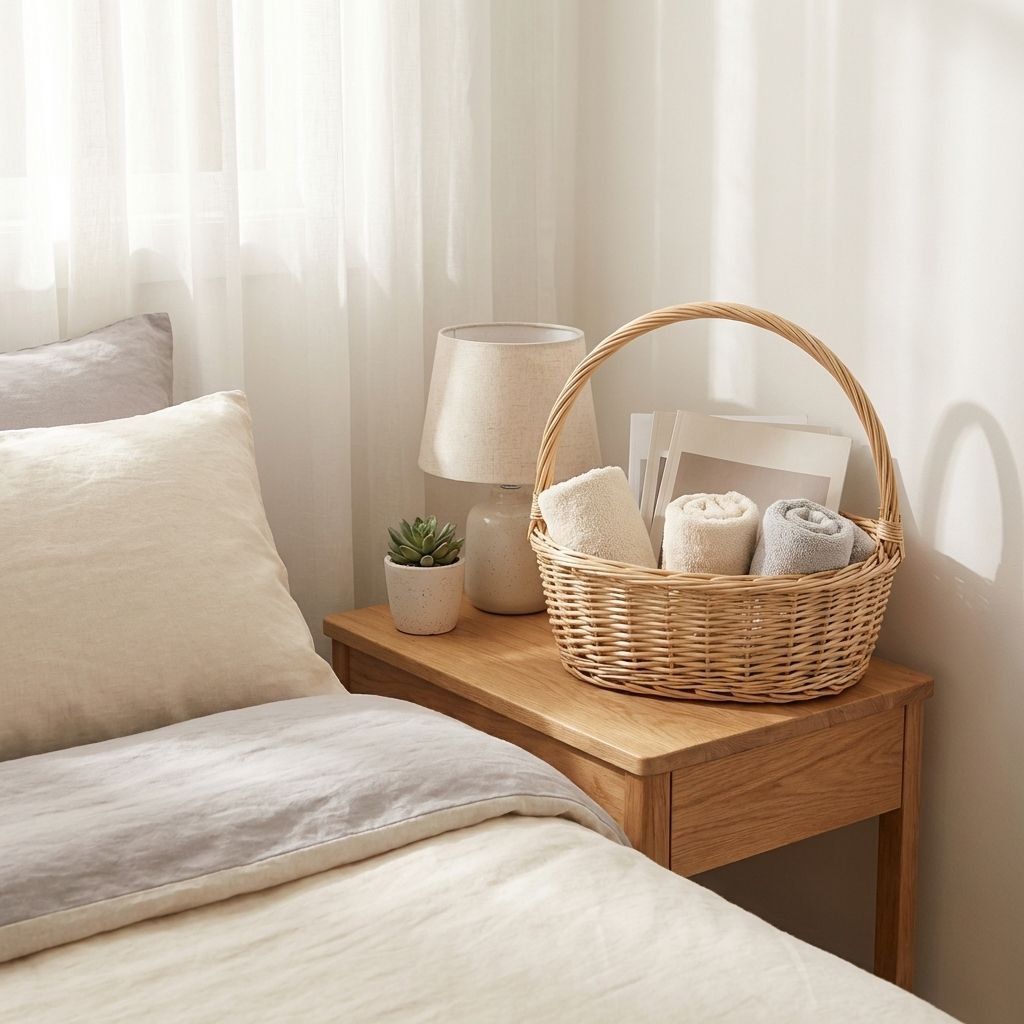 ตะกร้าเก็บของหวายแบบถือด้วยมือ