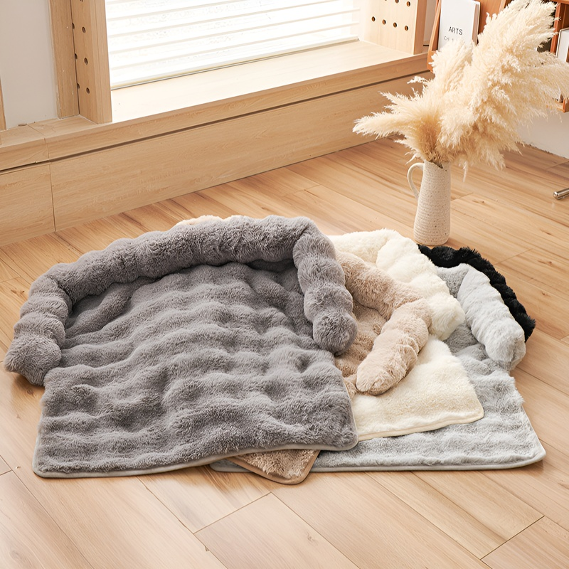 冬用厚手ラビットファー滑り止めペットマット