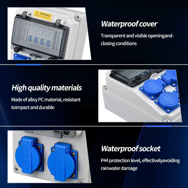 Boîtier de prise industriel portable étanche pour extérieur, boîtier de distribution mobile en plast