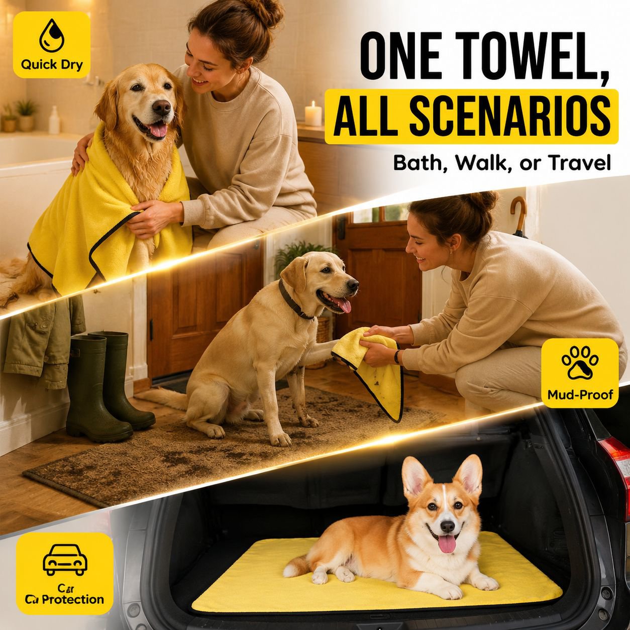 Large Pet Absorbent Bath Towel Quick-Dry Fiber Dog Cat Towel