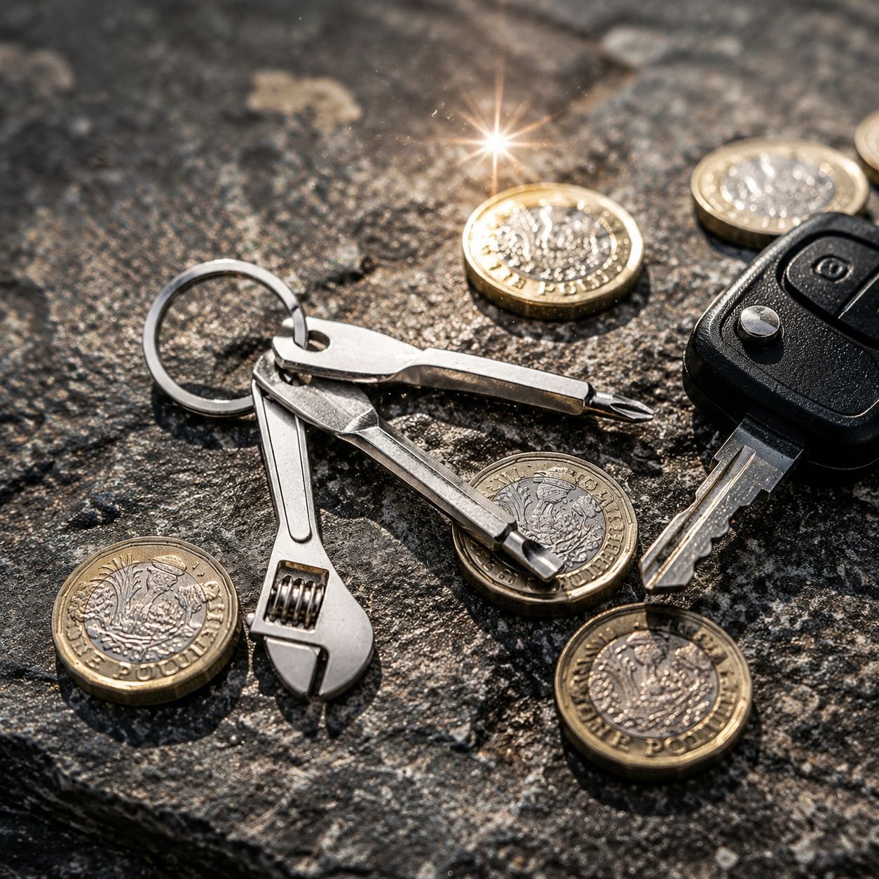 Versatile wrench keychain with bottle opener feature