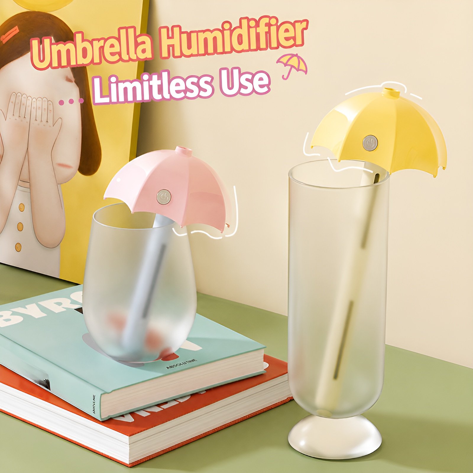 JMU Desktop Humidifier, USB Rechargeable Wireless Portable Mini Humidifier, Ultrasonic Atomizing, Um