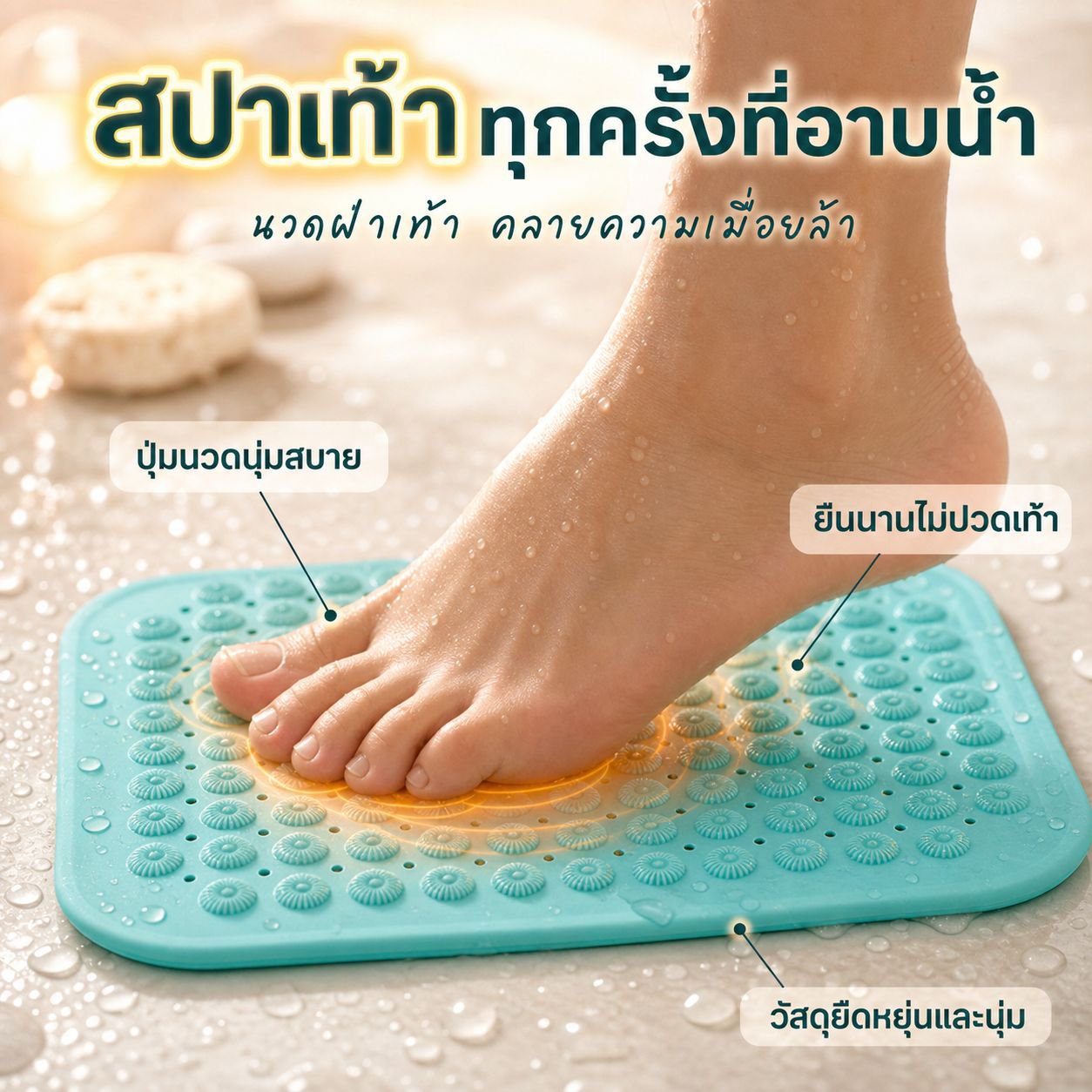 แผ่นรองกันน้ำและกันลื่นสำหรับอ่างอาบน้ำ ห้องน้ำ ห้องสุขา